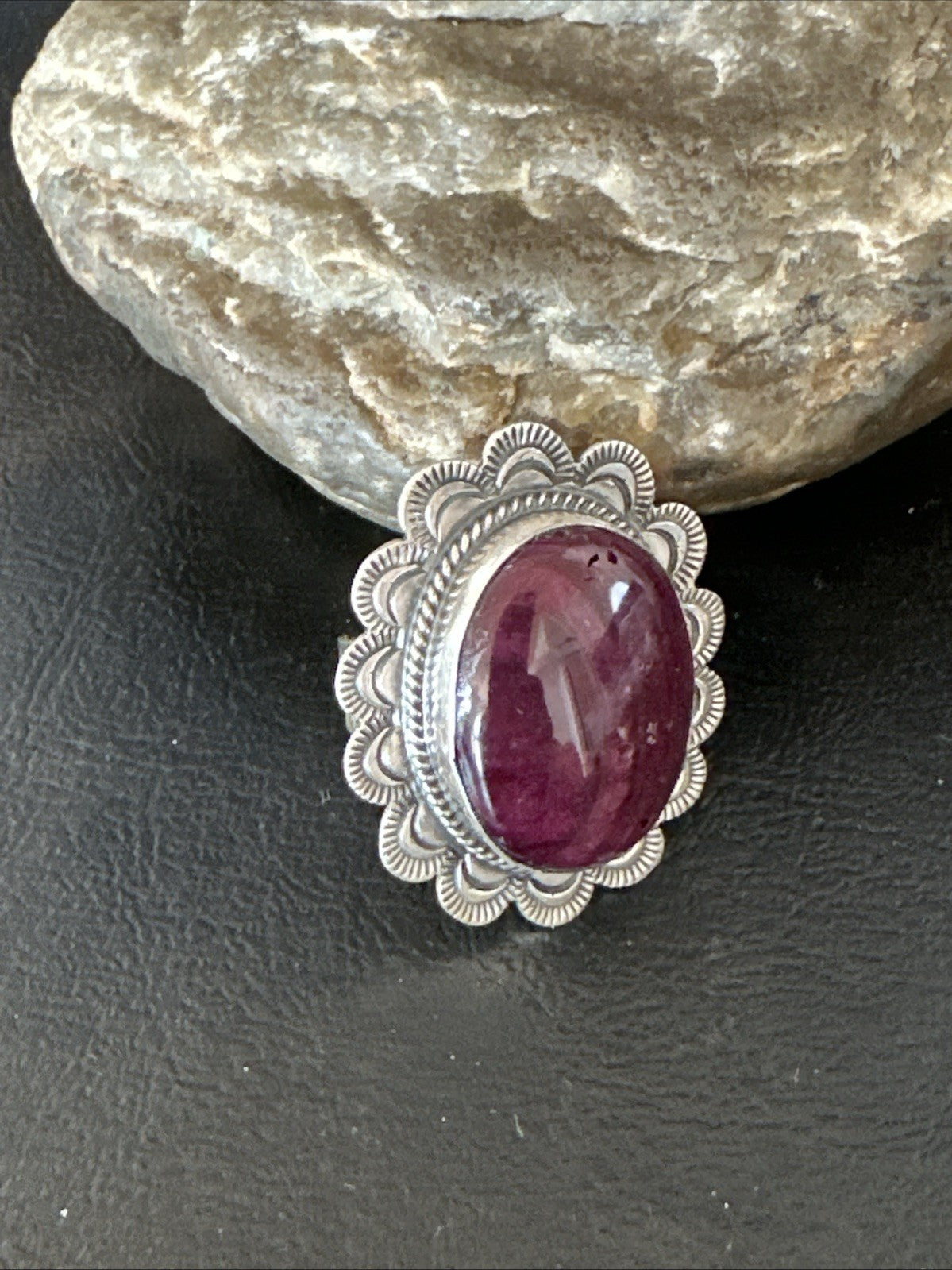 Womens Purple Spiny Oyster Navajo Sterling Silver Adjustable Ring Size 7 19821