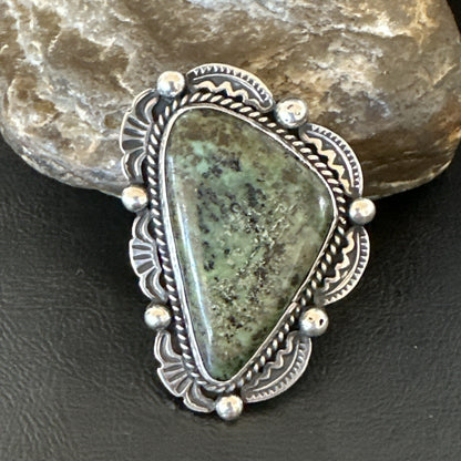 H Joe Mens Womens Navajo Sterling Silver Green Turquoise Ring Size 9 19357