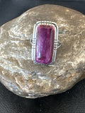 Women's Purple Spiny Oyster Navajo Ring Size 8 | Sterling Silver | Authentic Native American Handmade | 18580