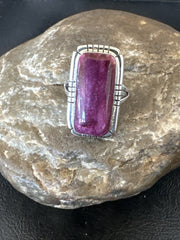 Women's Purple Spiny Oyster Navajo Ring Size 8 | Sterling Silver | Authentic Native American Handmade | 18580
