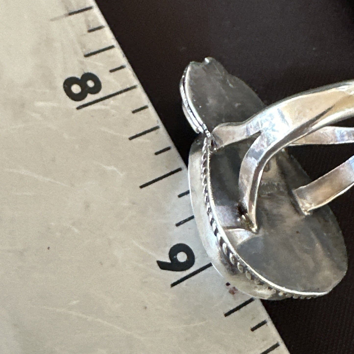 Mens Womens White Buffalo Turquoise Navajo Sterling Silver Ring Size 9 18100