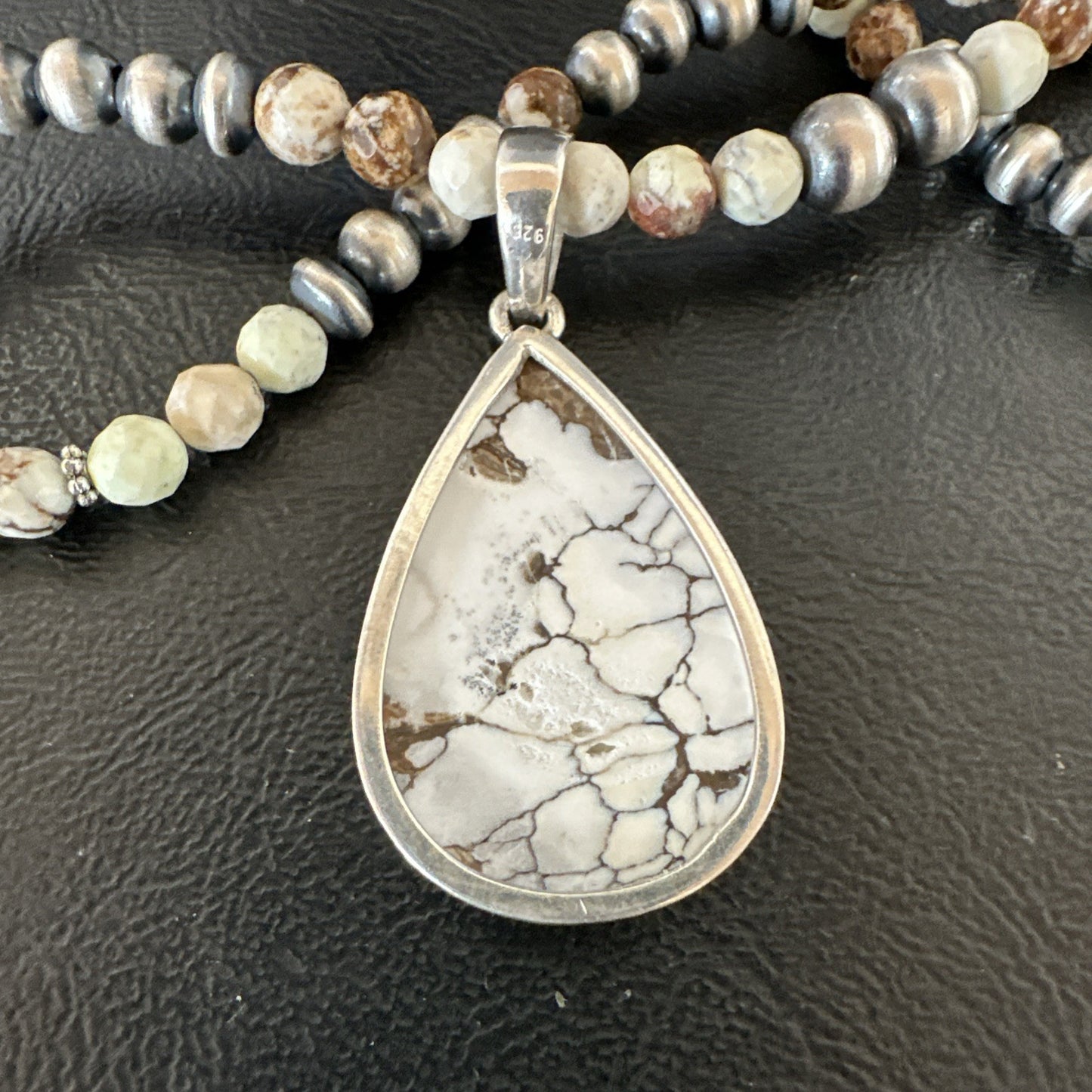 Mens Womens Wild Horse Turquoise Pendant Navajo Sterling Silver Necklace 19308