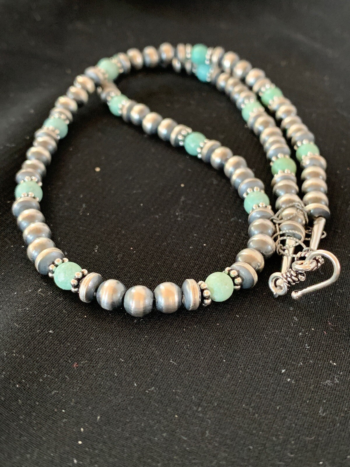 Navajo Pearls Sterling DRY CREEK Turquoise Bead Necklace 22" Sale 13310