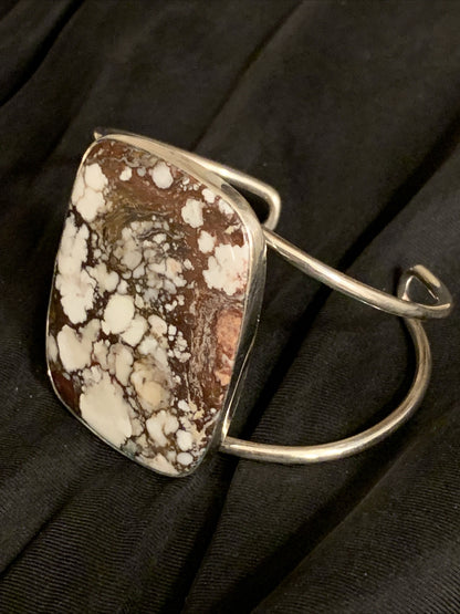 Womens Wild Horse Turquoise Sterling Silver Cuff Wire Bracelet 10497