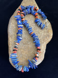 Men's Lapis Lazuli Spiny Oyster Navajo Necklace 18" | Sterling Silver | Authentic Native American Handmade | 1737