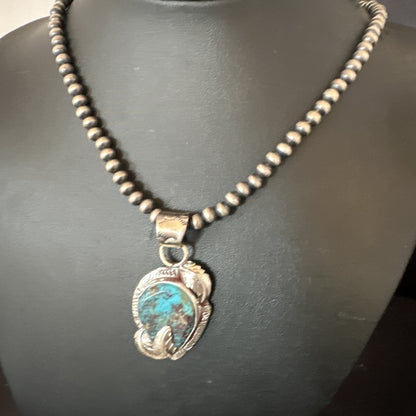 Wild Horse Turquoise Lapis Pendant Navajo Pearls Sterling Silver Necklace 15650