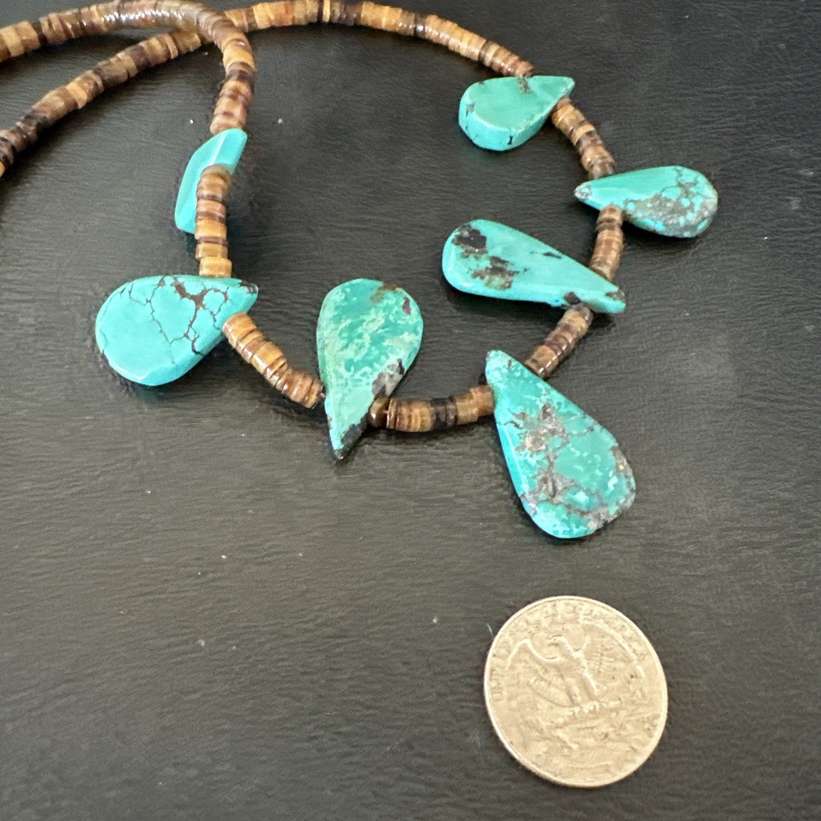 Southwestern Sterling Silver Blue Turquoise Shell 20" Necklace 19508