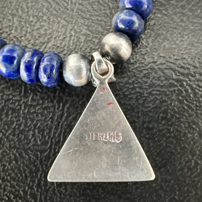 Blue~Lapis~Pendant~Navajo~Pearls~Sterling~Silver~Necklace~ 22”~18743