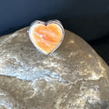 Orange Heart Ring Handmade Navajo Spiny Oyster Sz 8.5 | Sterling Silver | Authentic Native American Handmade | 19328
