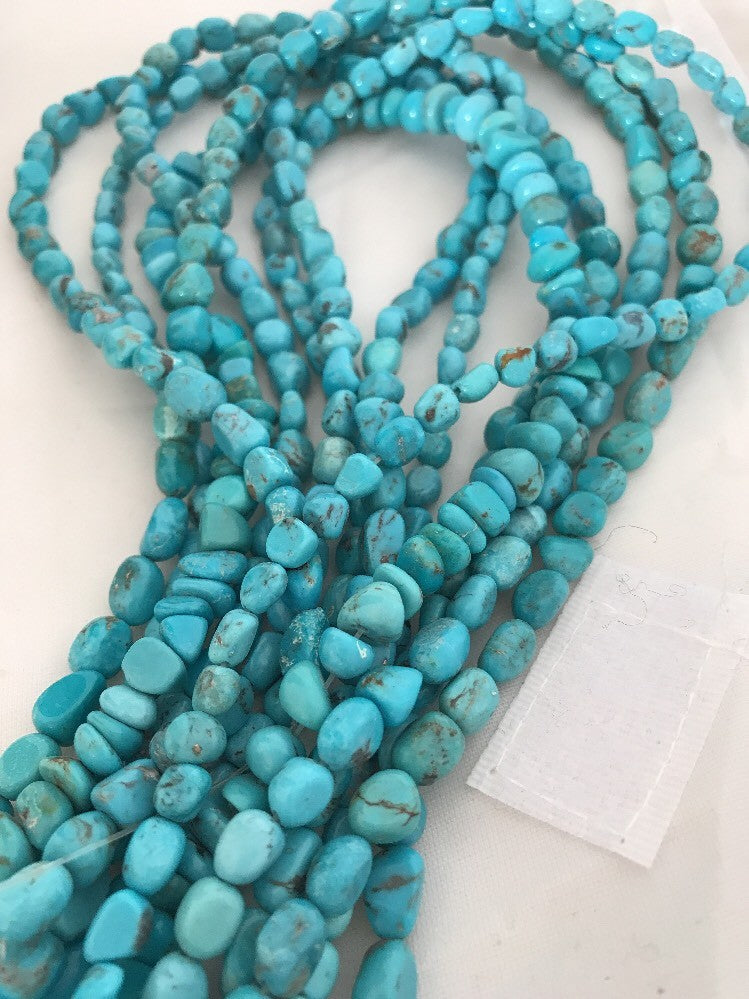 Native Turquoise Nugget Free Form Beads Beautiful Nacozari Set 16 Inch 10057