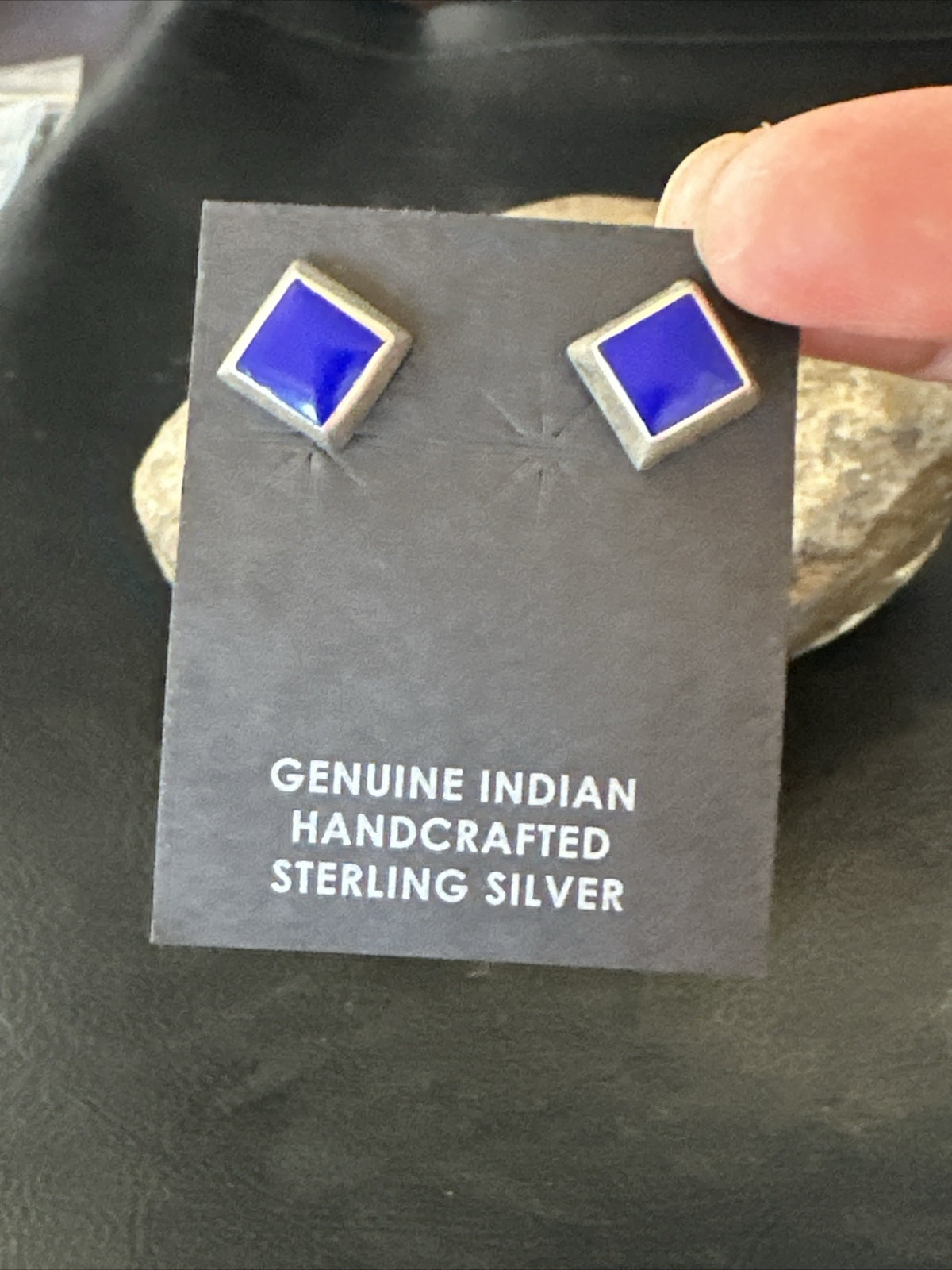 Blue Lapis Sterling Silver  Post Stud Earrings 0.25" 1063