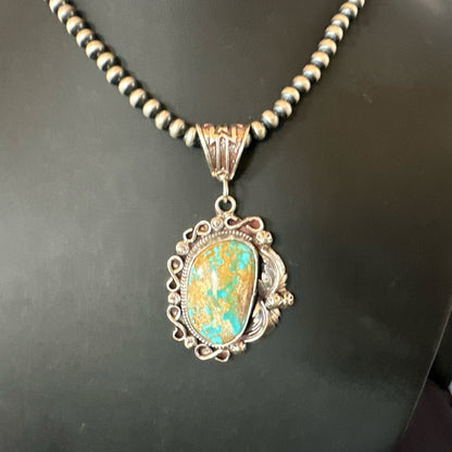 WoMens Navajo Pearls Sterling Silver Royston Turquoise Necklace Pendant 19362