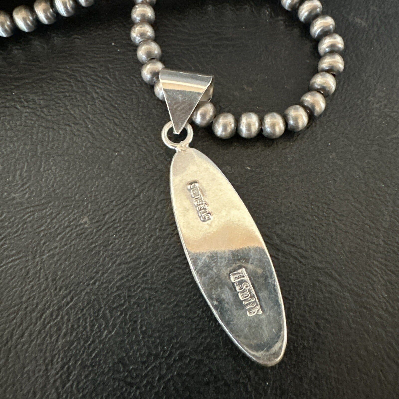 Native Navajo Sterling Silver Orange Spiny Oyster Necklace Inlay Pendant 17811