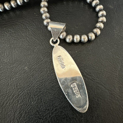 Native Navajo Sterling Silver Orange Spiny Oyster Necklace Inlay Pendant 17811