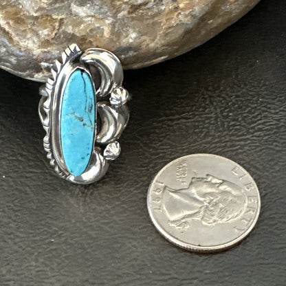 Blue Kingman Turquoise Navajo Sterling Silver Ring Size 7.5 18632