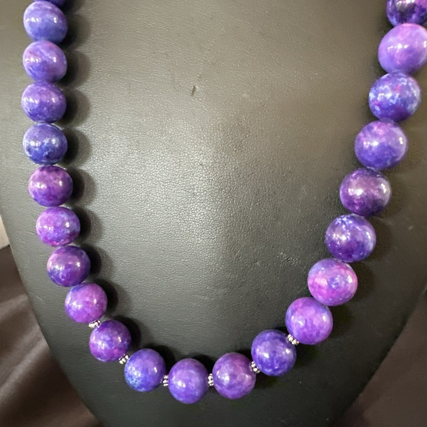 Royal  Purple Stone Graduated Bead Navajo Sterling Silver Necklace 21” 18076