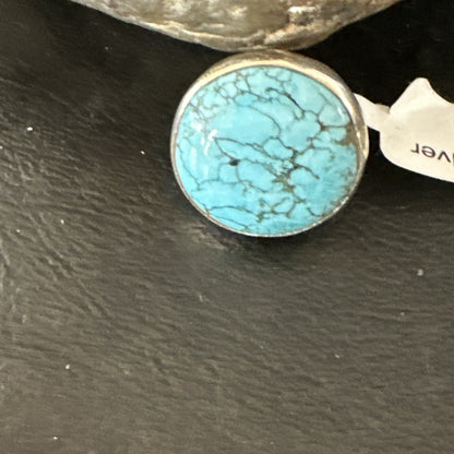 Blue Turquoise#8 Southwestern Sterling Silver Ring Size 8 19742