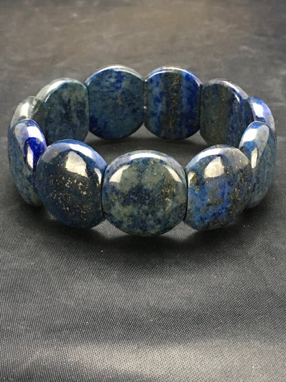 Blue Lapis Bead Stretch Bracelet 7.25" 03015