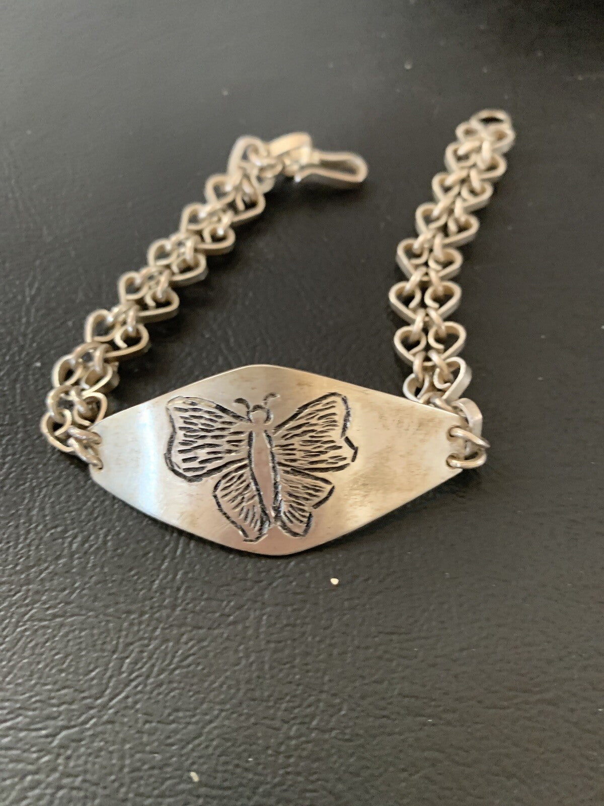Butterfly Navajo Sterling Silver Old Pawn Link Bracelet 01467
