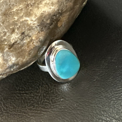 Southwestern Sterling Silver Blue Kingman Turquoise Ring Size 7 18508