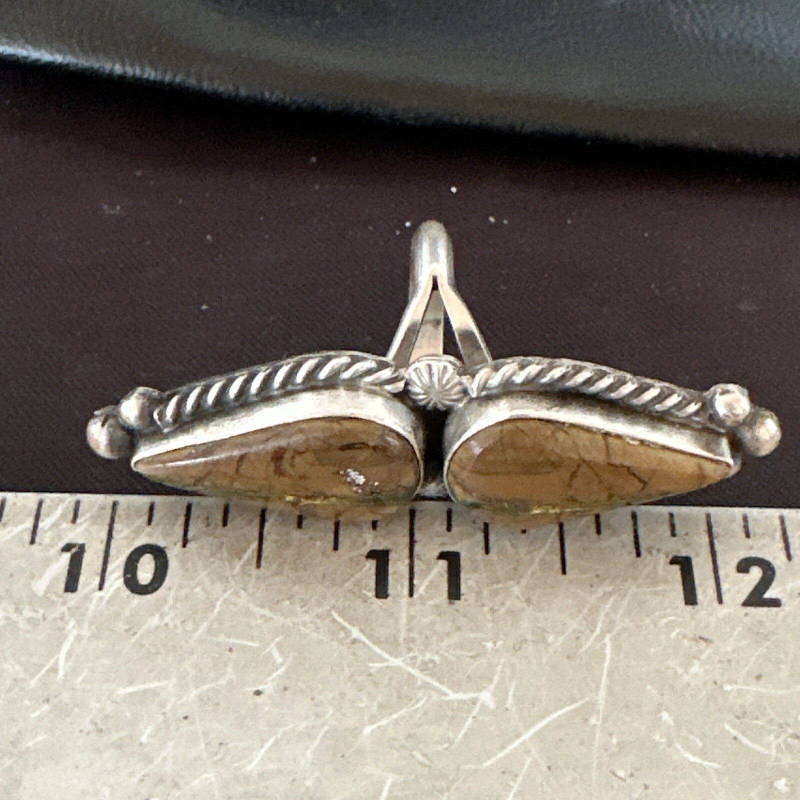 Navajo Sterling Silver Ribbon Boulder Turquoise Ring Size 7.5 18613