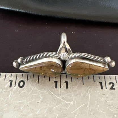 Navajo Sterling Silver Ribbon Boulder Turquoise Ring Size 7.5 18613