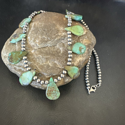 Navajo Pearls Sterling Silver Royston Turquoise 20" Necklace 00484