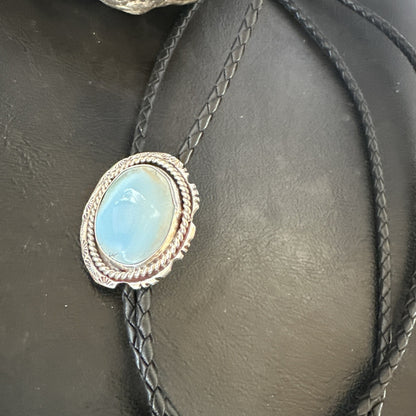 Mens Blue Dry Creek Turquoise Navajo Sterling Silver Bolo Tie 19054