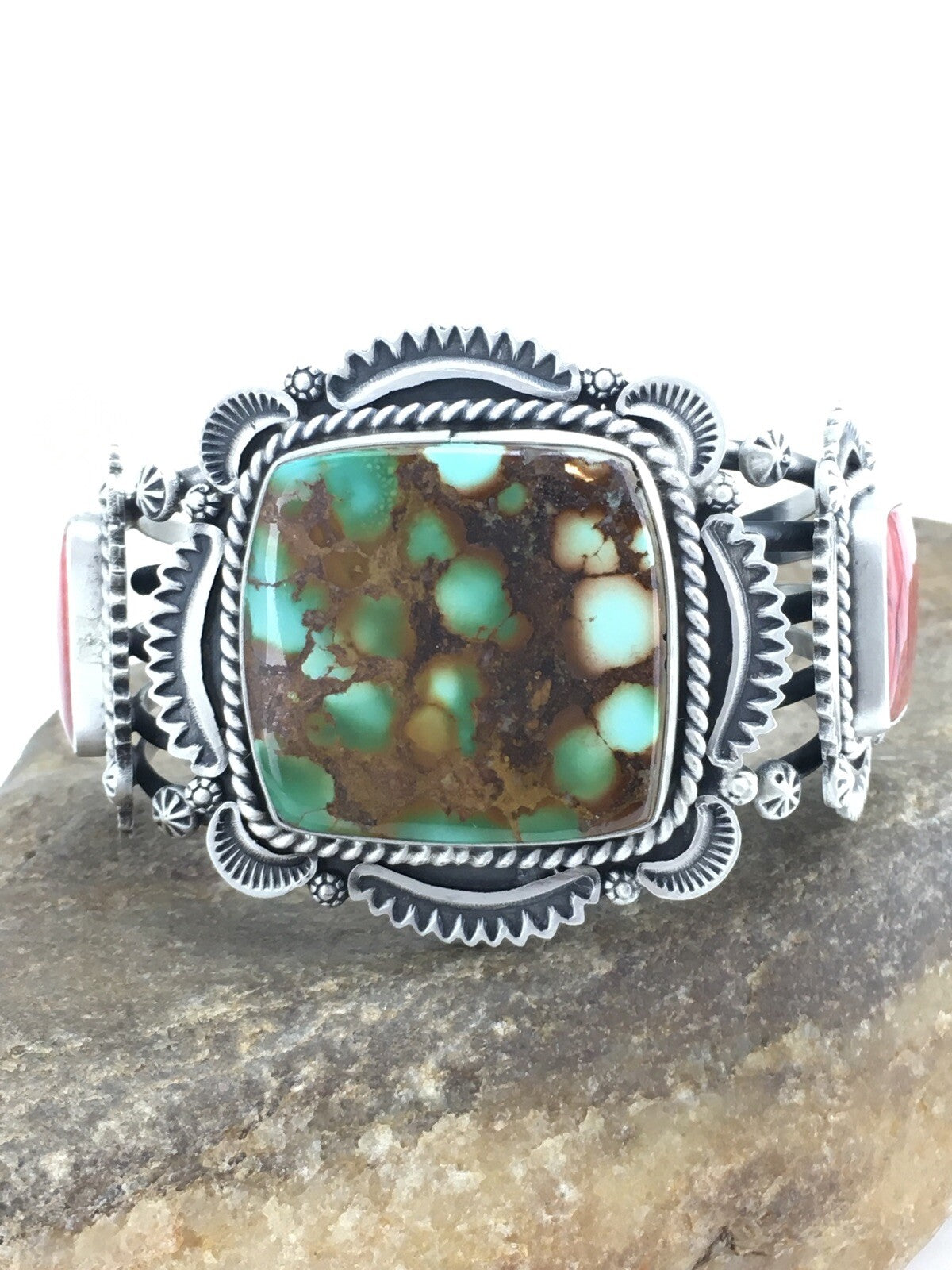 Royston Turquoise Spiny Oyster Navajo Sterling Silver Bracelet 1129