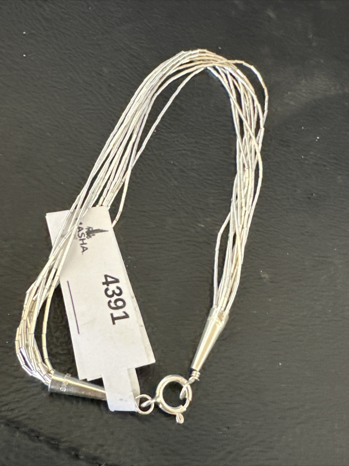 Womens Heishi Liquid Sterling Silver 10 Strands Bracelet 8” 4391