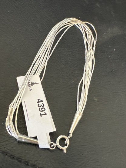 Womens Heishi Liquid Sterling Silver 10 Strands Bracelet 8” 4391