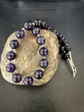 12mm Purple Amethyst Navajo Necklace 21" | Sterling Silver | Authentic Native American Handmade | 18304