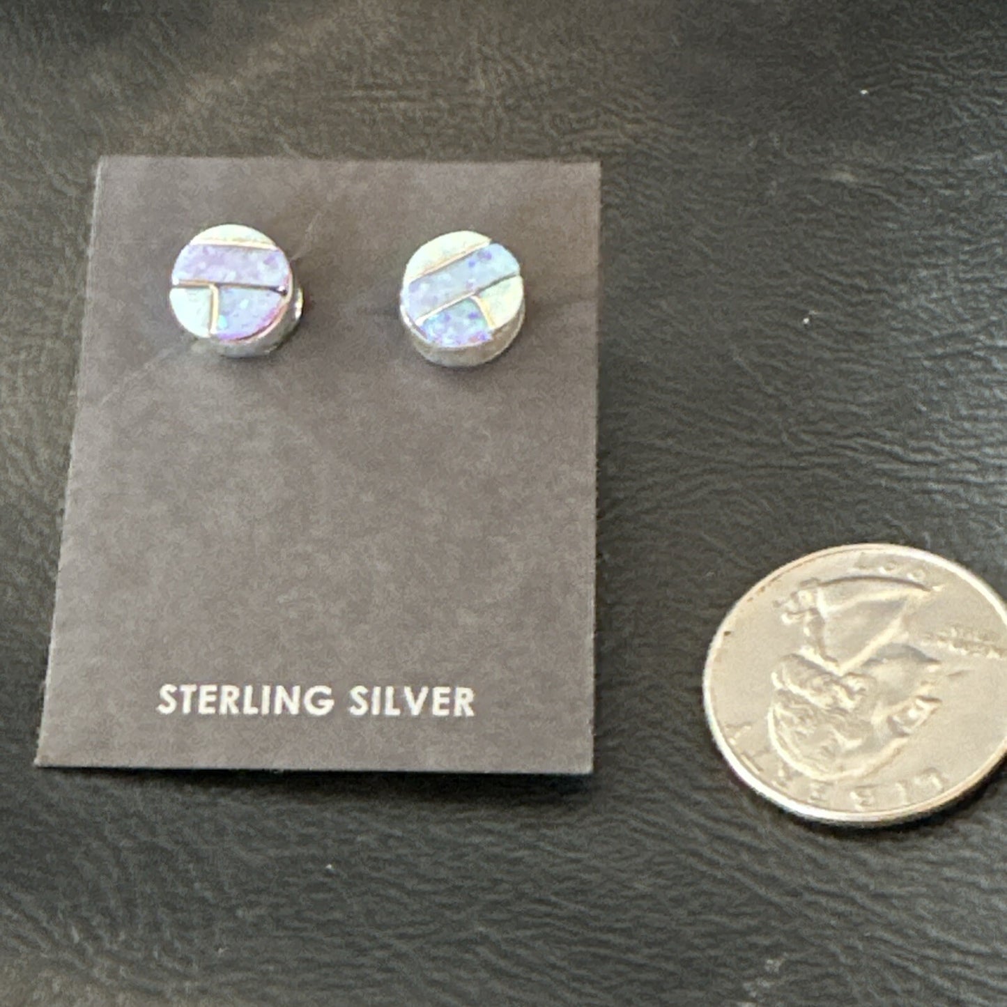 Multicolor Opal Navajo Handmade Sterling Silver Inlay Post Earrings 18719