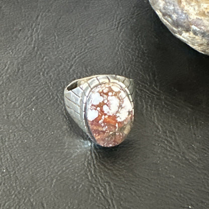 Mens Wild Horse Turquoise Southwestern Sterling Silver Ring Size 9 17792