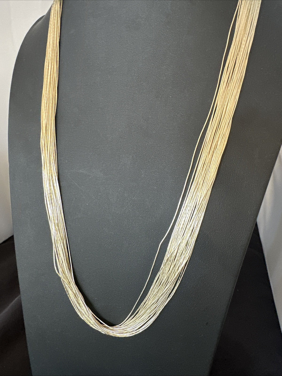 30 Strands Heishi tubes Liquid Sterling Silver Necklace 30” 19620
