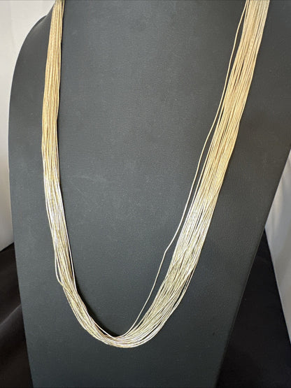 30 Strands Heishi tubes Liquid Sterling Silver Necklace 30” 19620