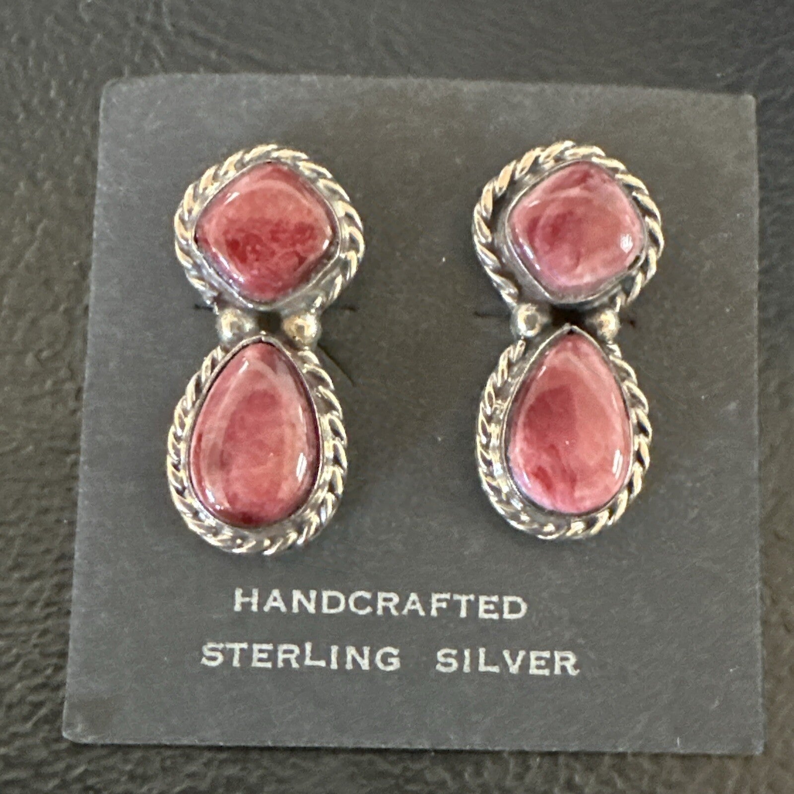 Native Purple Spiny Oyster Navajo Sterling Silver Dangle Earrings 1" 1606