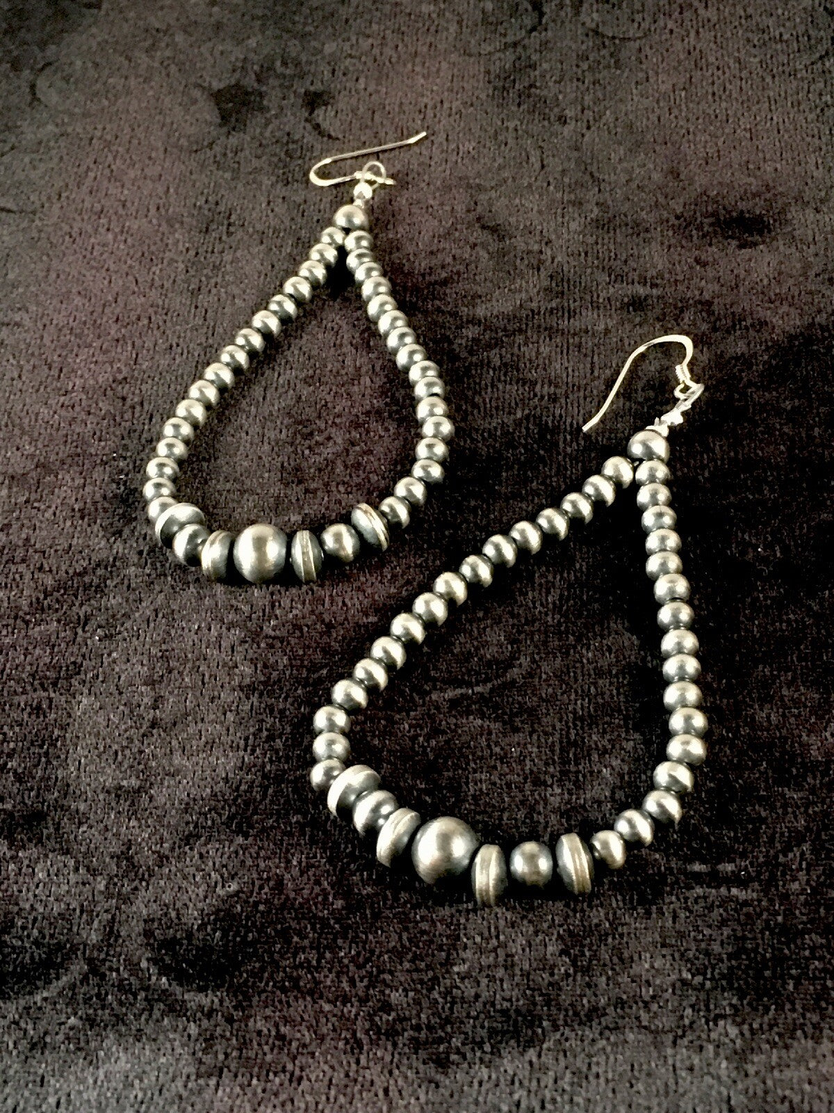 Native American Bead Sterling Silver Earrings 10091