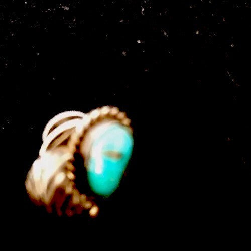 Native Turquoise Feather Tie Tag Sterling Silver Old Pawn Pin Ithaca 08013