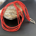 Red Coral Stabilized Heishi 5 Strand Necklace 20" | Sterling Silver | Authentic Native American Handmade | 2207
