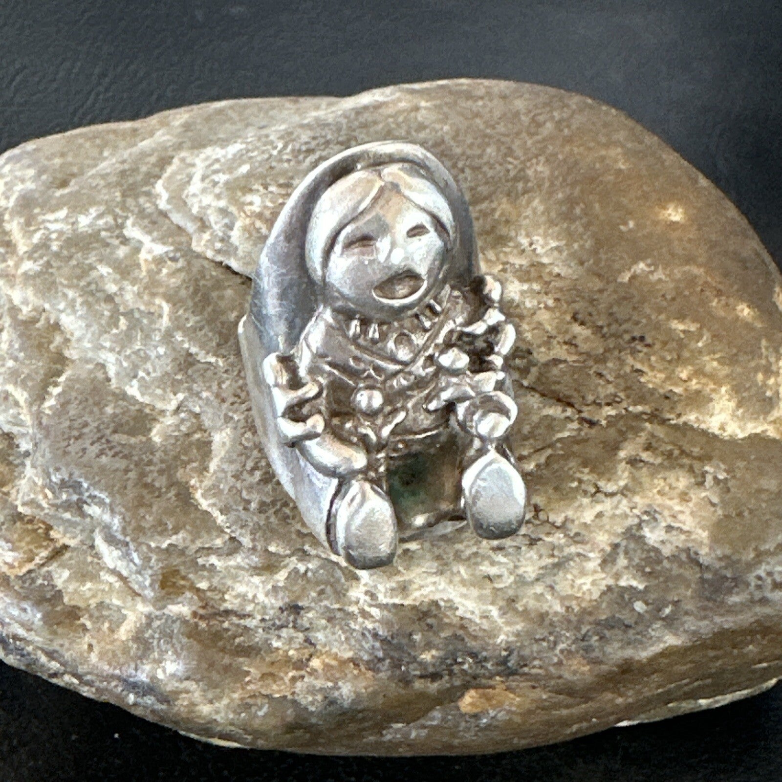 XL Mens Womens Storyteller Old Pawn Navajo Sterling Silver Ring Size 7 18116