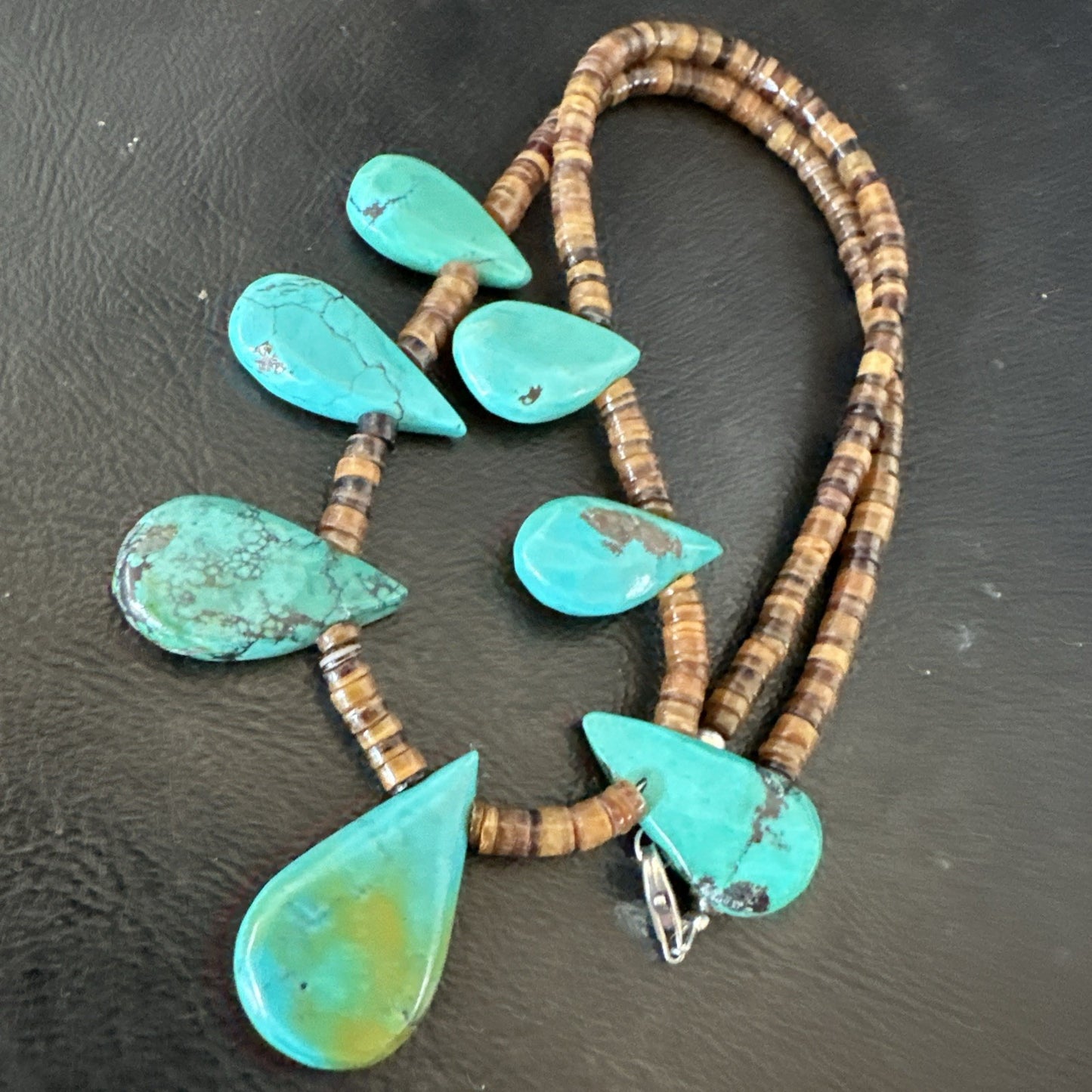 Southwestern Sterling Silver Blue Turquoise Shell 20" Necklace 19507