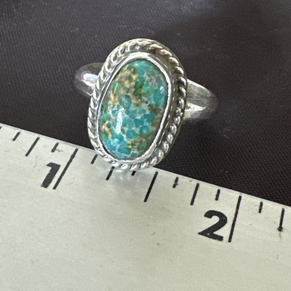 Womens Blue Sonoran Turquoise Navajo Sterling Silver Ring Size 10 18004
