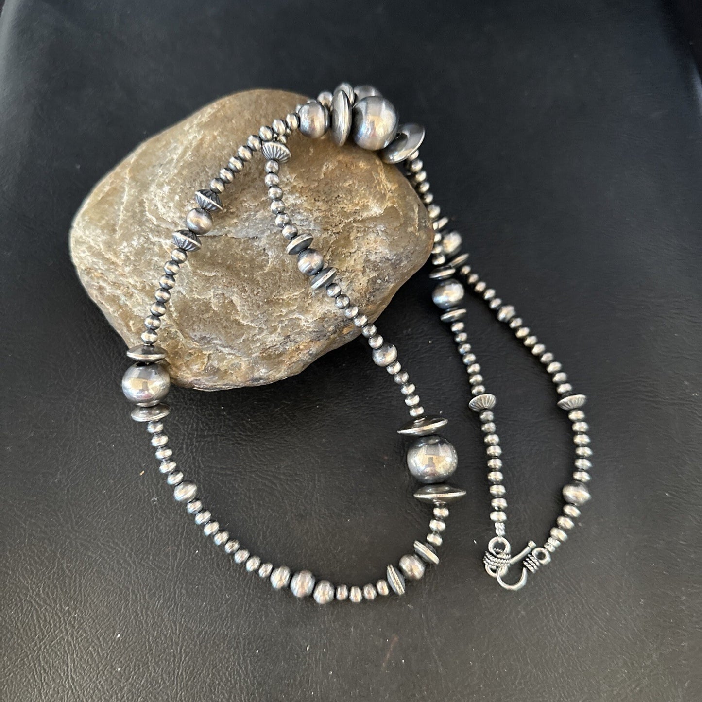 Native American Sterling Silver Navajo Pearls Mixed Beads 21" Necklace 92321