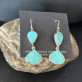 Kingman Turquoise Navajo Dangle Earrings | Sterling Silver | Authentic Native American Handmade | 14581