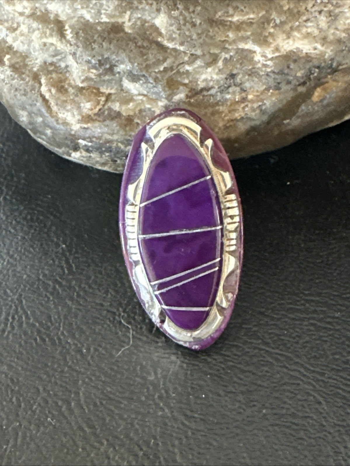 Beautiful Purple Sugilite Navajo Ring Inlay Sz 7.5 19813