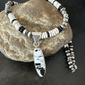 White Buffalo Turquoise Navajo Pearls Onyx Necklace | Sterling Silver | Authentic Native American Handmade | 17805