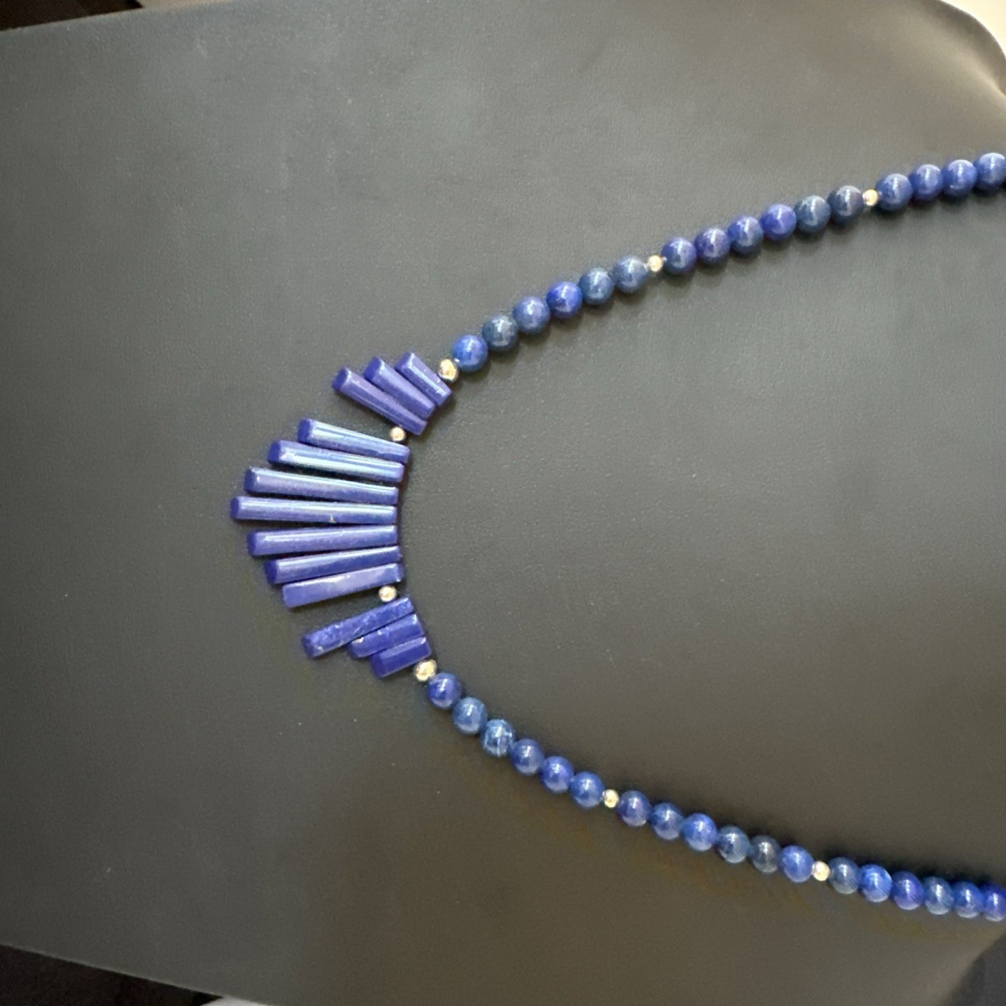 Mens Womens Blue Lapis Lazuli Sterling Silver Stick Necklace 21” 19755