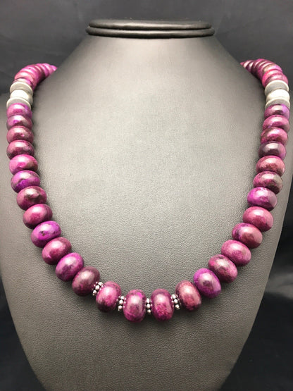Stone Bead Navajo Sterling Silver Necklace 23” 18143