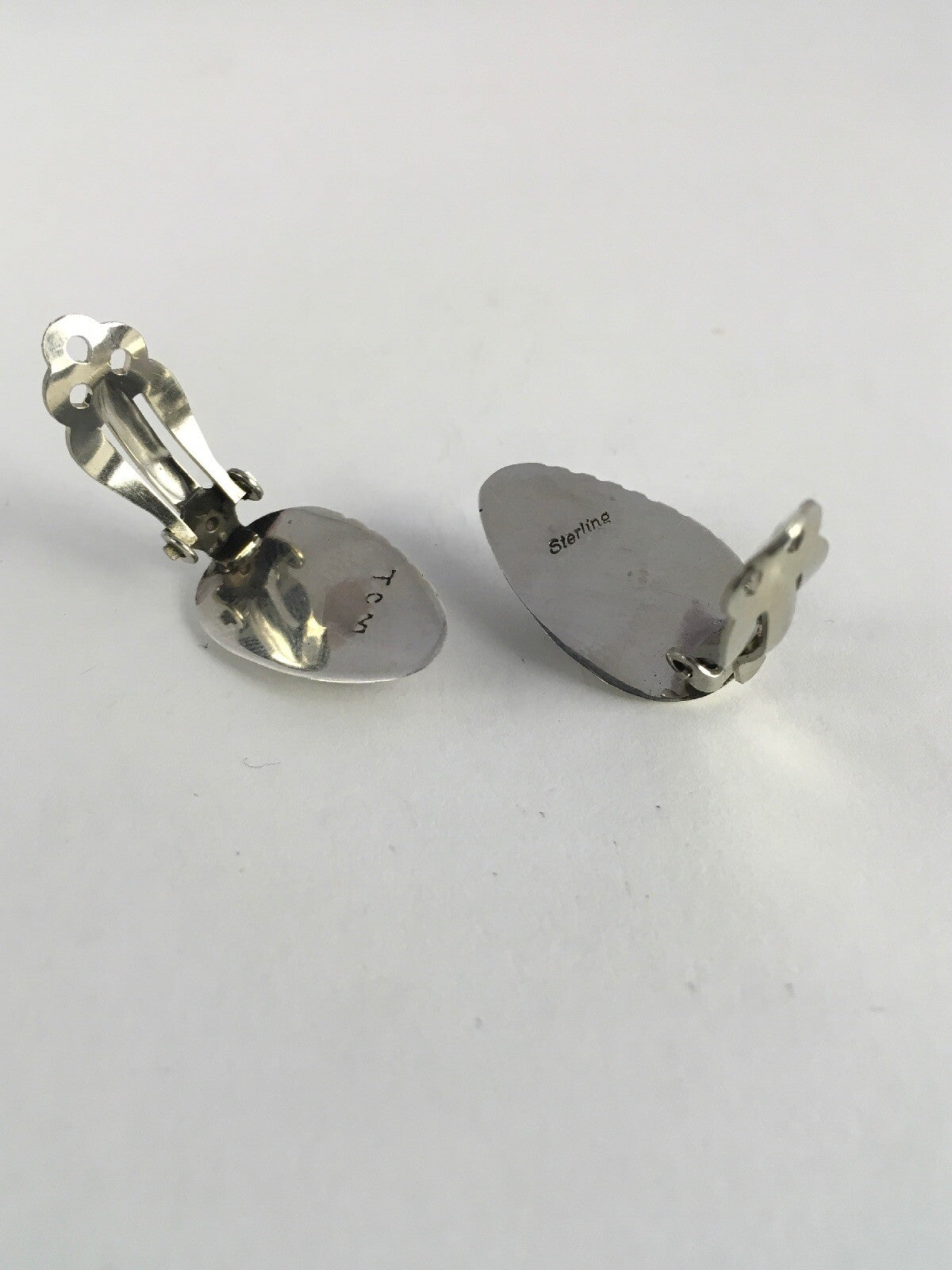 Blue Turquoise Clip-on Navajo Sterling Silver Old Pawn Earrings Set 08864